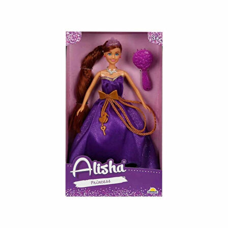 Alisha Prenses Uzun Saçlı Aksesuarlı Bebek Seti 29 cm