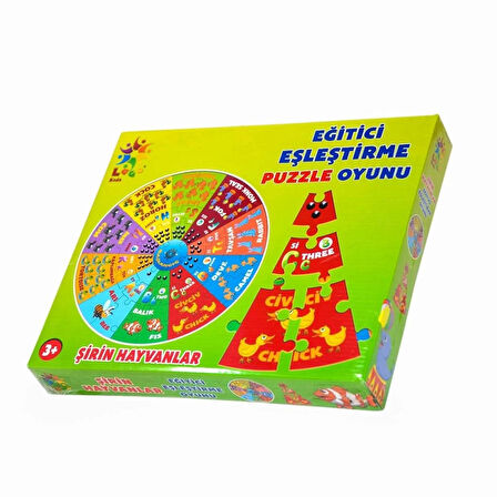 Çocuk Şirin Hayvanlar İngilizce Eğitici Puzzle