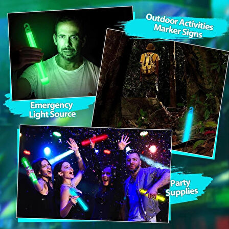 Çocuk Karanlıkta Yanan Asılabilir ip Aparatlı Glow Stick Kolye Glow Stick Lamba 6 Adet 6 Renk 15 cm