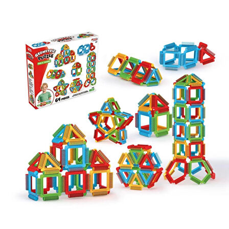 Çocuk 03896 Geometrik Puzzle 64 Parça -Dede