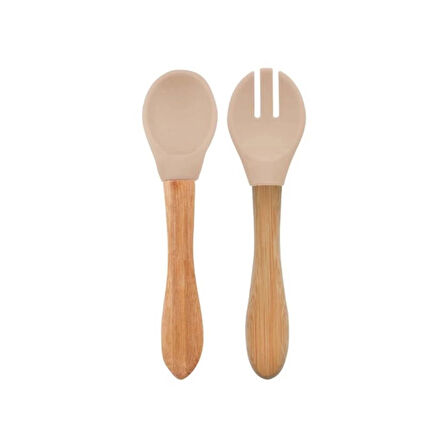 Eğitici Çocuk  Oyuncak   Mama Kaşığı ve Çatal Seti Bubble Beige