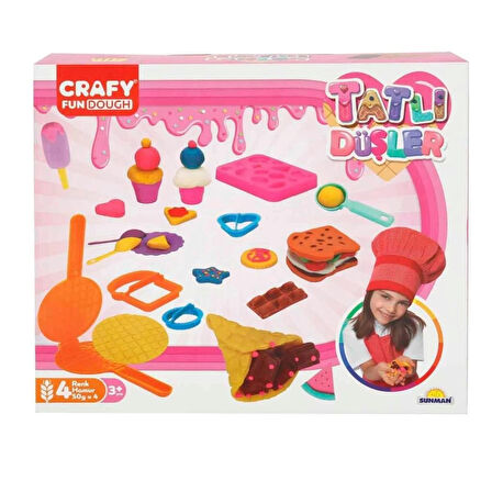 Çocuk 3493 Crafy Tatlı Düşler Oyun Hamuru Seti 200 g 22 Parça -Sunman