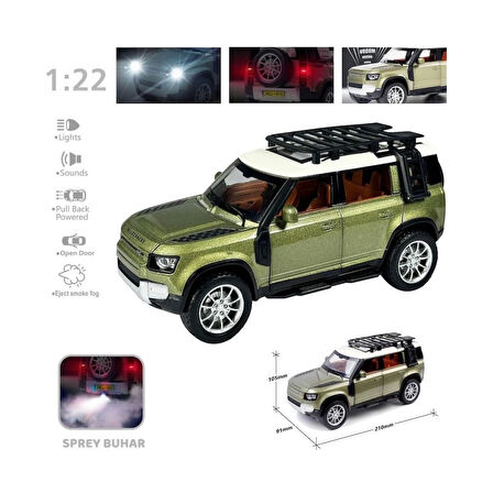  HCL-510A Çek Bırak 1:22 Sesli Ve Işıklı Buharlı DF Metal Jeep