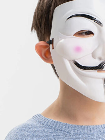 Çocuk Beyaz Renk Pembe Yanaklı İthal V For Vendetta Maskesi