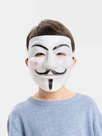Çocuk Beyaz Renk Pembe Yanaklı İthal V For Vendetta Maskesi