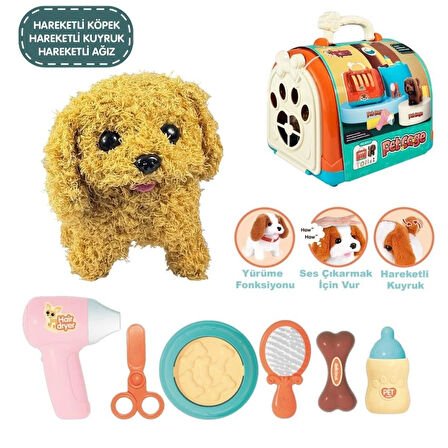 Çocuk JND-3615-1 Taşıma Çantalı Hareketli Pilli Köpek Set (Pet Shop) -Vardem Oyuncak
