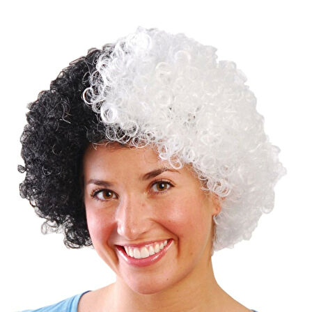 Eğitici Oyuncak Siyah Beyaz Kıvırcık Afro Bonus Peruk Taraftar Saçı