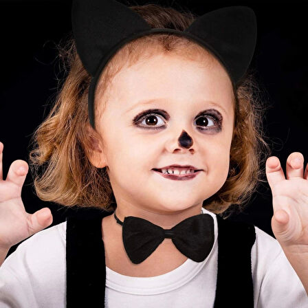 Kedi Kostüm Seti Taç Kuyruk Papyon Eğlenceli Ve Şık Kostüm Aksesuarı