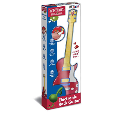 Elektronik Tuşlu ve Telli Askılı Kırmızı Gitar, Çocuklar İçin Eğitici Müzik Aleti