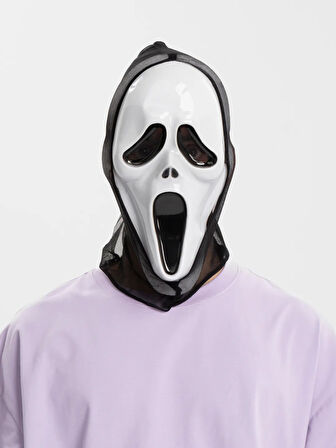 Kapşonlu Çığlık Maskesi Scream Hayalet Maskesi 33x21 cm Korku Temalı Kostüm