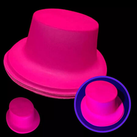 Neon Partisi Pembe Plastik Fötr Şapka Parti için Canlı ve Şık Tasarım