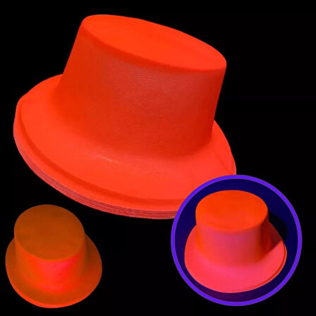 Neon Partisi Turuncu Plastik Fötr Şapka Eğlenceli Parti Aksesuarı