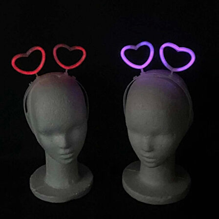 Glow Stick Karanlıkta Yanan Fosforlu Kalp Taç 12 Adet Işıltılı Parti Eğlencesi