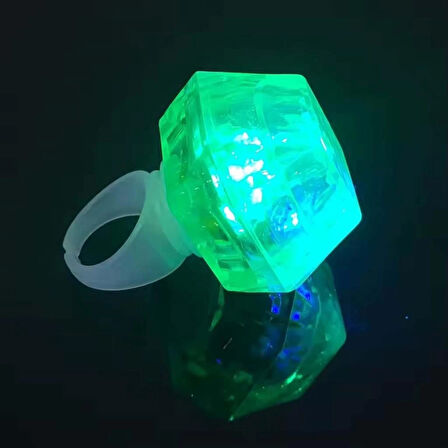 Kristal Tasarımlı Led Glow Işıklı Yeşil Yüzük 3 Modlu Parti Aksesuarı