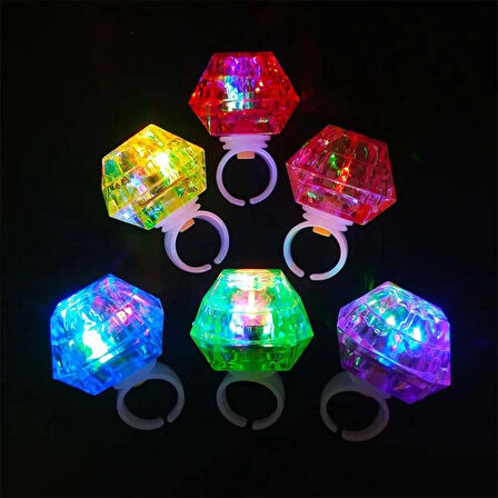 Kristal Tasarımlı Led Glow Işıklı Kırmızı Yüzük 3 Modlu Eğlenceli Aksesuar