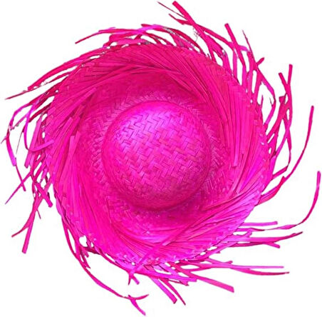 Tropikal Pembe Hasır Hawaii Şapkası Çocuklar İçin Canlı ve Eğlenceli Parti Aksesuarı