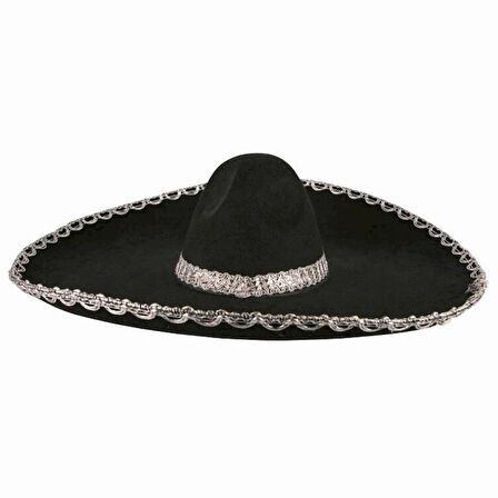 Sombrero Meksika Şapkası Mariachi Gümüş Şeritli Yetişkin ve Çocuk Uyumlu
