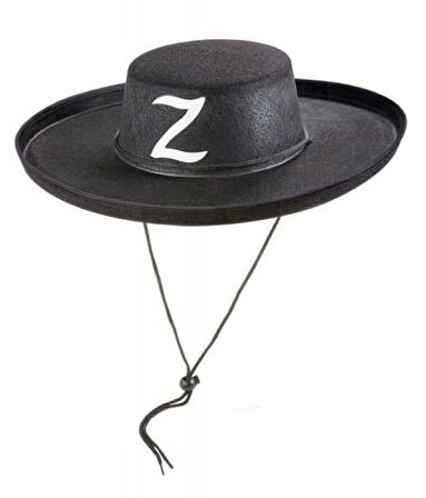 Yetişkin Boy Bağcıklı Zorro Şapkası Z Logolu Şık Aksesuar