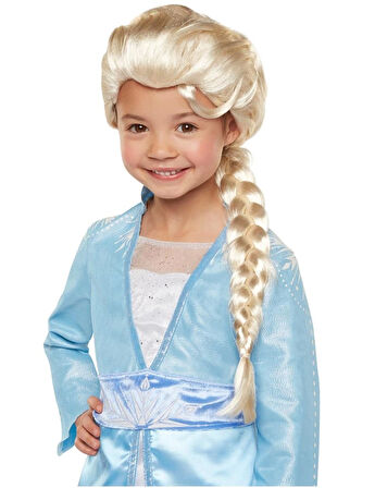 Karlar Ülkesi Elsa Frozen Peruğu Platin Altın Dore Renk Çocuk Kostüm