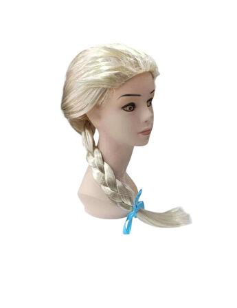 Karlar Ülkesi Elsa Frozen Peruğu Platin Altın Dore Renk Çocuk Kostüm