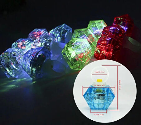 Kristal LED Parti Yüzük Seti 6’lı Işıklı Renkli Çocuk