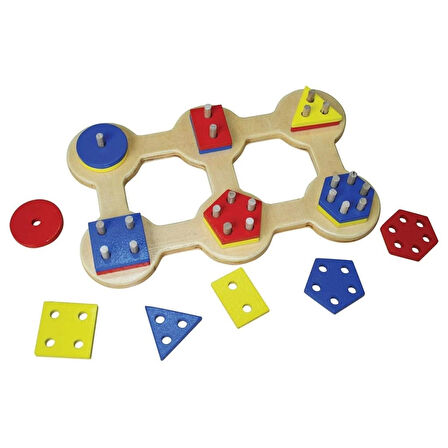Altılı Geometrik Sök Tak - Çocuklar İçin Eğitici Geometrik Sök Tak Oyunu