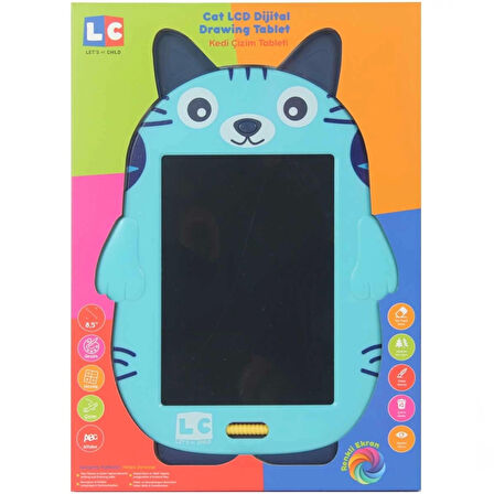 Sevimli Kedi Çizim Tableti 22 cm ile Çocuklara Eğlenceli Çizim Oyunu