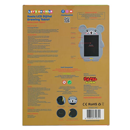 Koala figürlü çizim tableti 8.5 inç ile çocukların yaratıcılığını eğitici şekilde geliştir