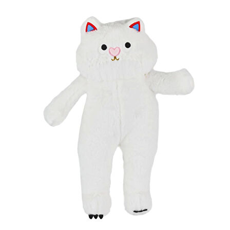 Uzun peluş kedi 55 cm beyaz ile eğitici oyunlara sevimli bir arkadaşlık kat