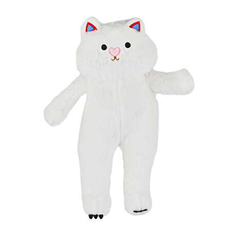 Uzun peluş kedi 55 cm beyaz ile eğitici oyunlara sevimli bir arkadaşlık kat