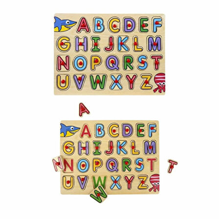 Çocuk Eğitici Oyuncak 130443 Ahşap Raptiyeli Bultak Alfabe