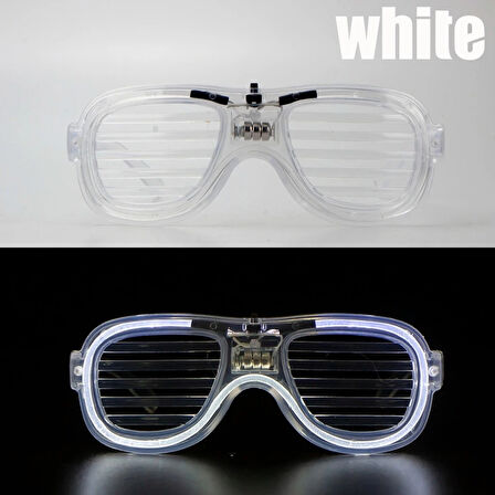 Eğitici Çocuk Beyaz Led Işıklı Parti Gözlüğü - Neon Glow Şerit Gözlük 3 Modlu