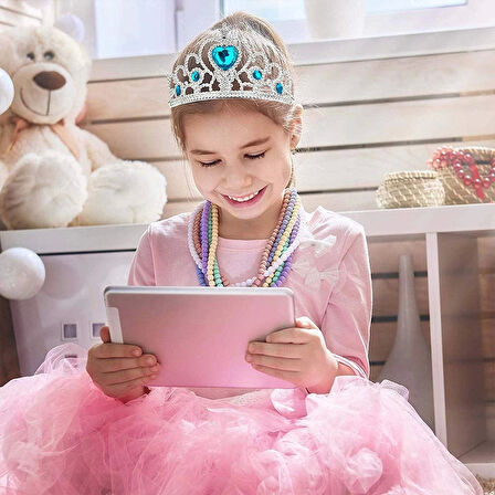 Eğitici Çocuk Karlar Ülkesi Mavi Kalpli Taşlı Elsa Tacı
