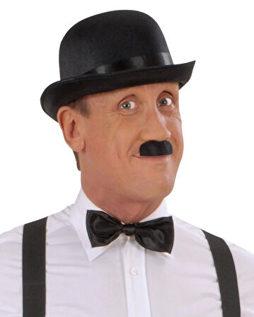 Eğitici Çocuk Charlie Chaplin Stil Yetişkin Şapkası – Siyah Melon Parti Şapkası