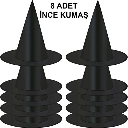 Eğitici Çocuk 8 Adet Siyah Cadı Şapkası – Yetişkin &amp; Çocuk Kostüm Aksesuarı