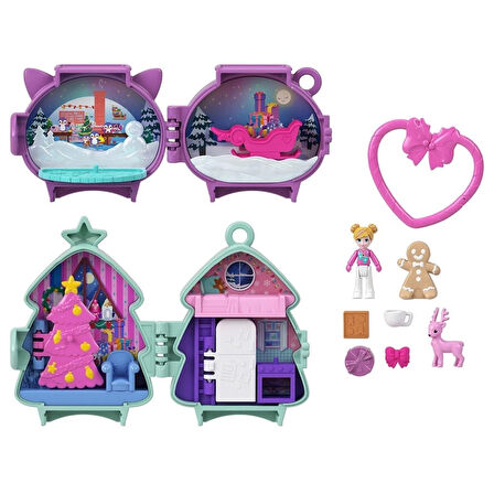Eğitici Çocuk JGM53 Polly Pocket Sevimli Yılbaşı 2li Paket Oyun Seti