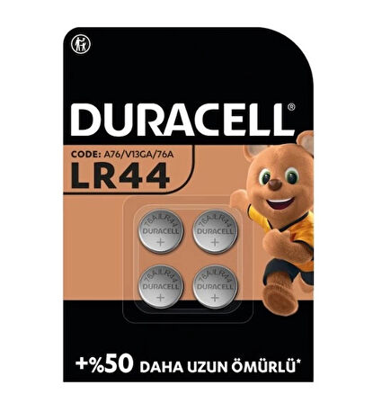 Eğitici Çocuk Duracell Özel Alkalin 4'Lü 1,5V Düğme Pil LR44