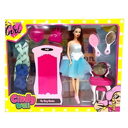 Çocuk Oydaş Cindy Doll Dolaplı Makyaj Masalı Bebek 02453