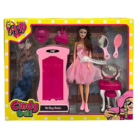 Çocuk Oydaş Cindy Doll Dolaplı Makyaj Masalı Bebek 02453