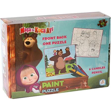 Çocuk Maşa Koca Ayı Boyamalı Puzzle