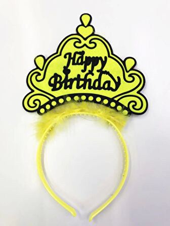 Çocuk Happy Birthday Yazılı Neon Renk Taç 12 Adet