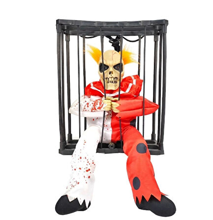 Çocuk Hareketli Sesli Sensörlü Mahkum Joker İskelet Dekorasyon 22x27 cm
