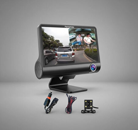 1080P Dash Cam Full Hd Araç içi Kamera 3 Kamera Gece Görüşlü Büyük Ekran G Sensör Geniş Açı