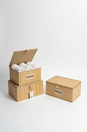 Bambu Organizer Çok Amaçlı Sepet 3'lü 1013