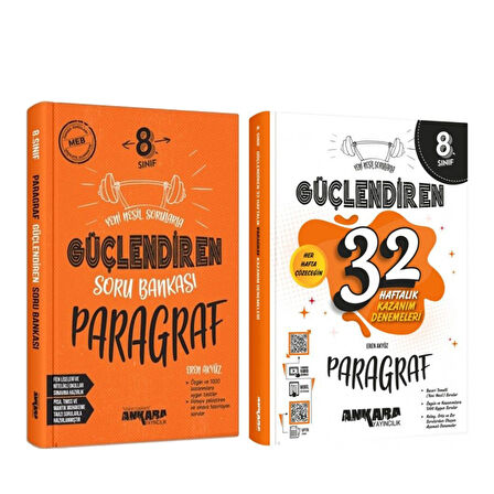Ankara Yayıncılık 8.Sınıf Paragraf Soru Bankası ve 32 Haftalık Deneme Seti 2 Kitap