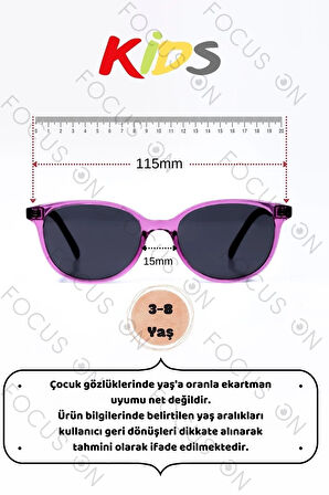 3-8 Yaş Mor Polarize Çocuk Güneş Gözlüğü