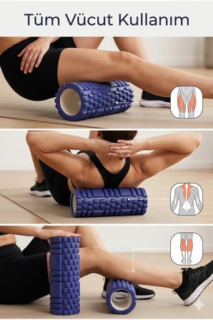 Foam Roller Masaj Rulosu Orta Sert – Spor Sonrası Kas Gevşetici Yoga Pilates Fitness Masaj Köpüğü