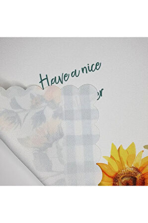 Sulu Boya Ayçiçekleri ve Slogan Tasarımlı Lazer Kesim Fırın Örtüsü 40x53cm