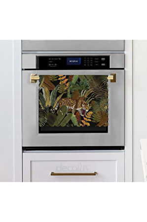 Egzotik Leopar ve Tropikal Yaprak Tasarımlı Lazer Kesim Fırın Örtüsü 40x53cm