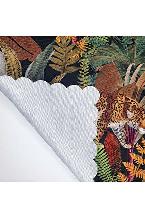 Egzotik Leopar ve Tropikal Yaprak Tasarımlı Lazer Kesim Fırın Örtüsü 40x53cm